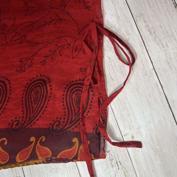 Nouveau Monde Womens Plus Size 2X Lined Red Chiffon Blouse Sheer Shoulder Pads - Picture 11 of 14